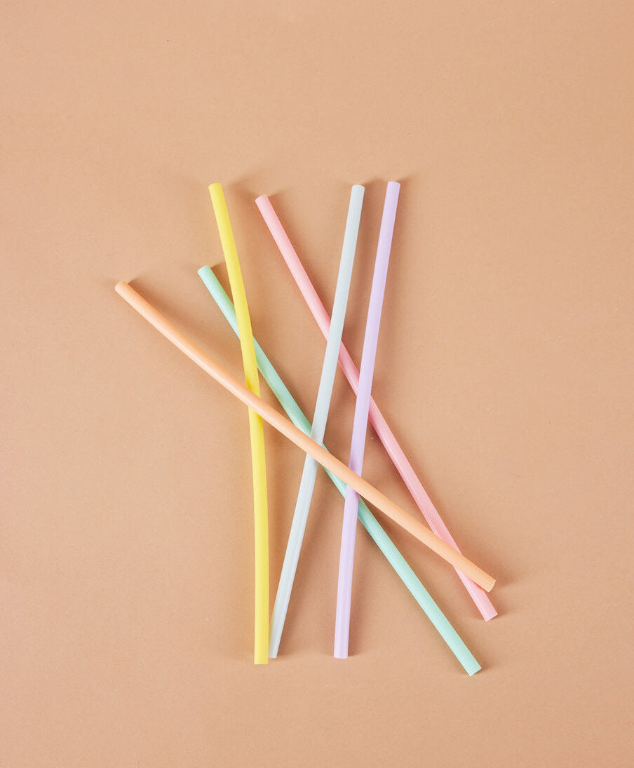 Silikone sugerør, multi - 6 stk.